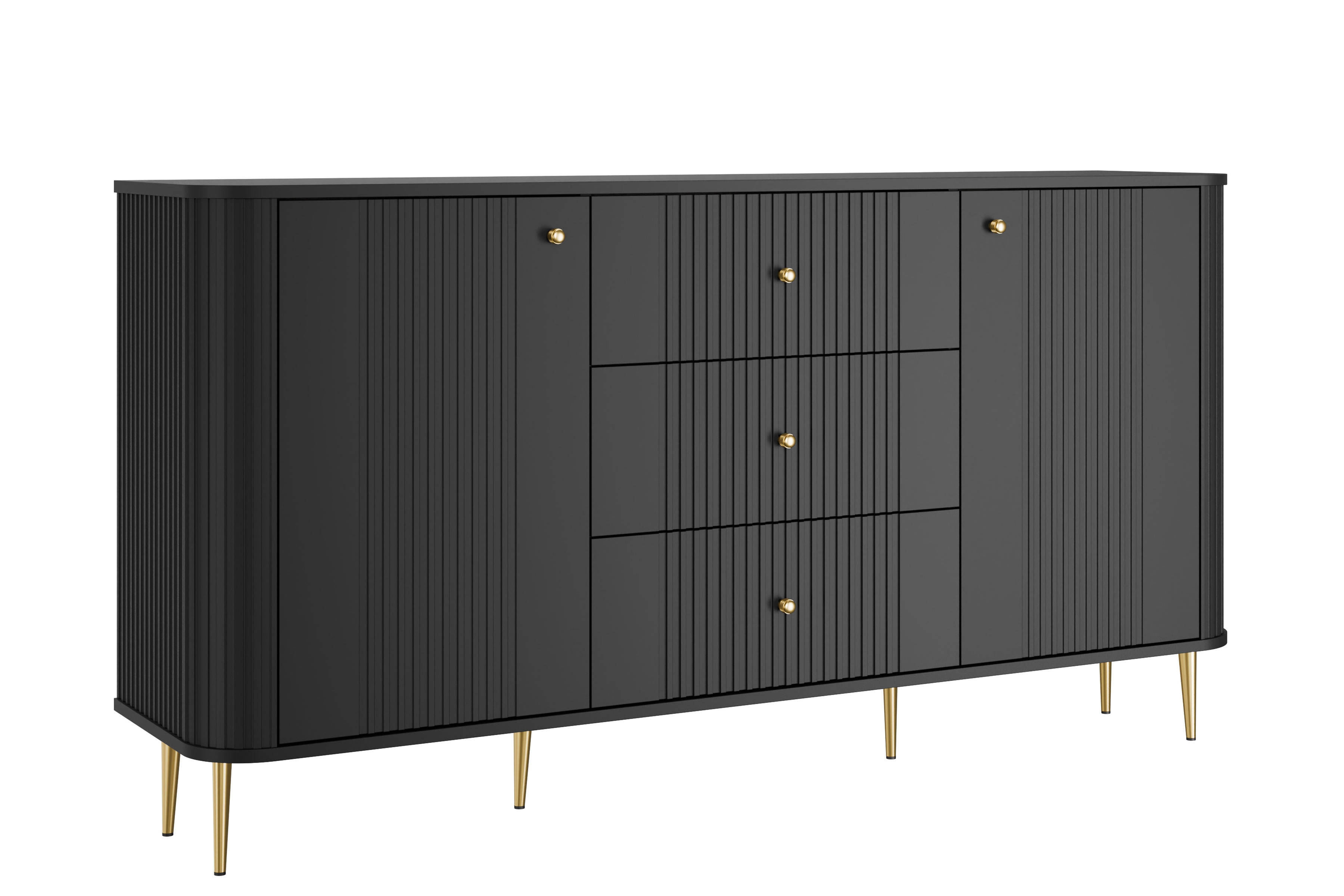 Bogart Komoda se zásuvkami Vesner 160 cm - černá/zlaté nohy