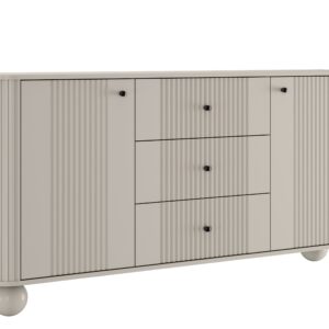 Bogart Komoda se zásuvkami Vesner 160 cm - kašmír/černé úchytky/kulaté nohy