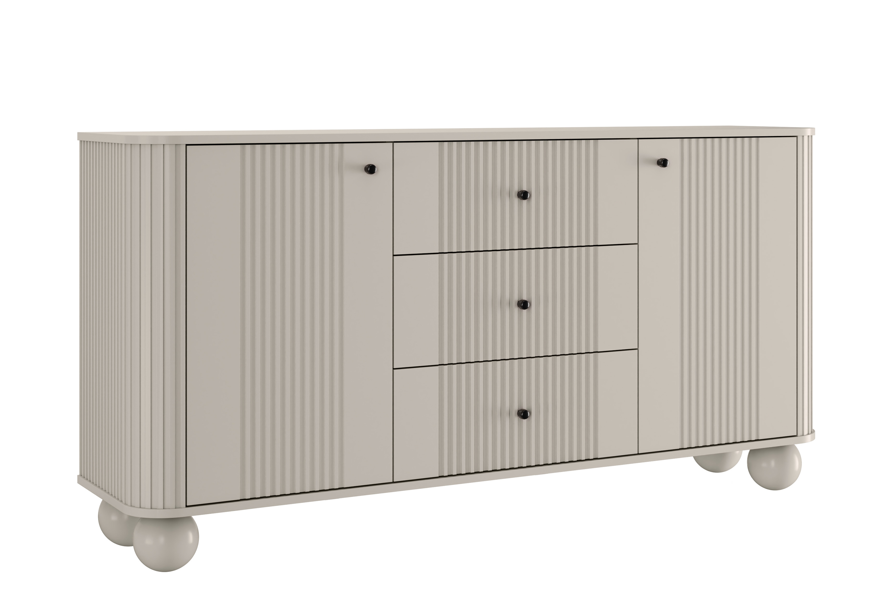 Bogart Komoda se zásuvkami Vesner 160 cm - kašmír/černé úchytky/kulaté nohy