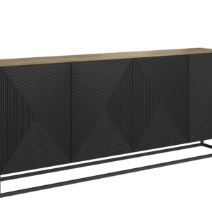 Bogart Moderní čtyřdveřová komoda Usha 200 cm - artisan/černá matná/černý rám
