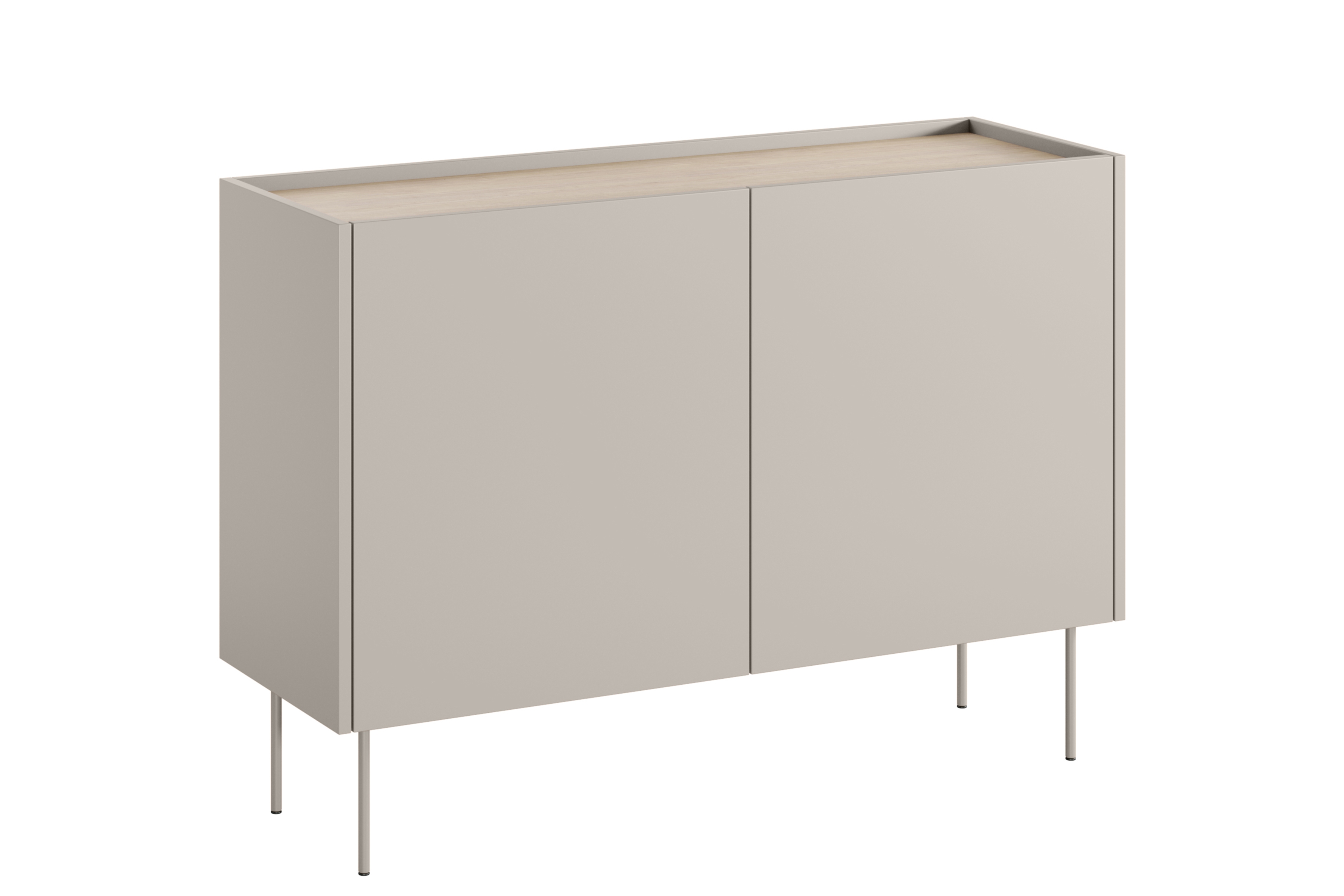 Bogart Moderní komoda Defin 120 cm dvoudveřová s dvěma skrytými zásuvkami - kašmír/dub nagano