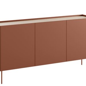 Bogart Moderní komoda Defin 170 cm se třemi dveřmi a dvěma skrytými zásuvkami - keramická červená/dub nagano