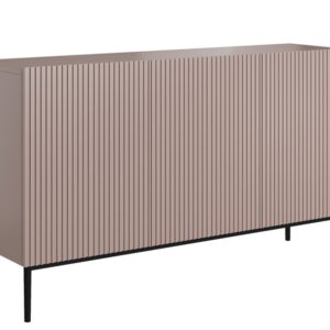 Bogart Moderní komoda Nical 150 cm třídveřová s ryhovaným čelem - antický růžový MDF/černé nohy