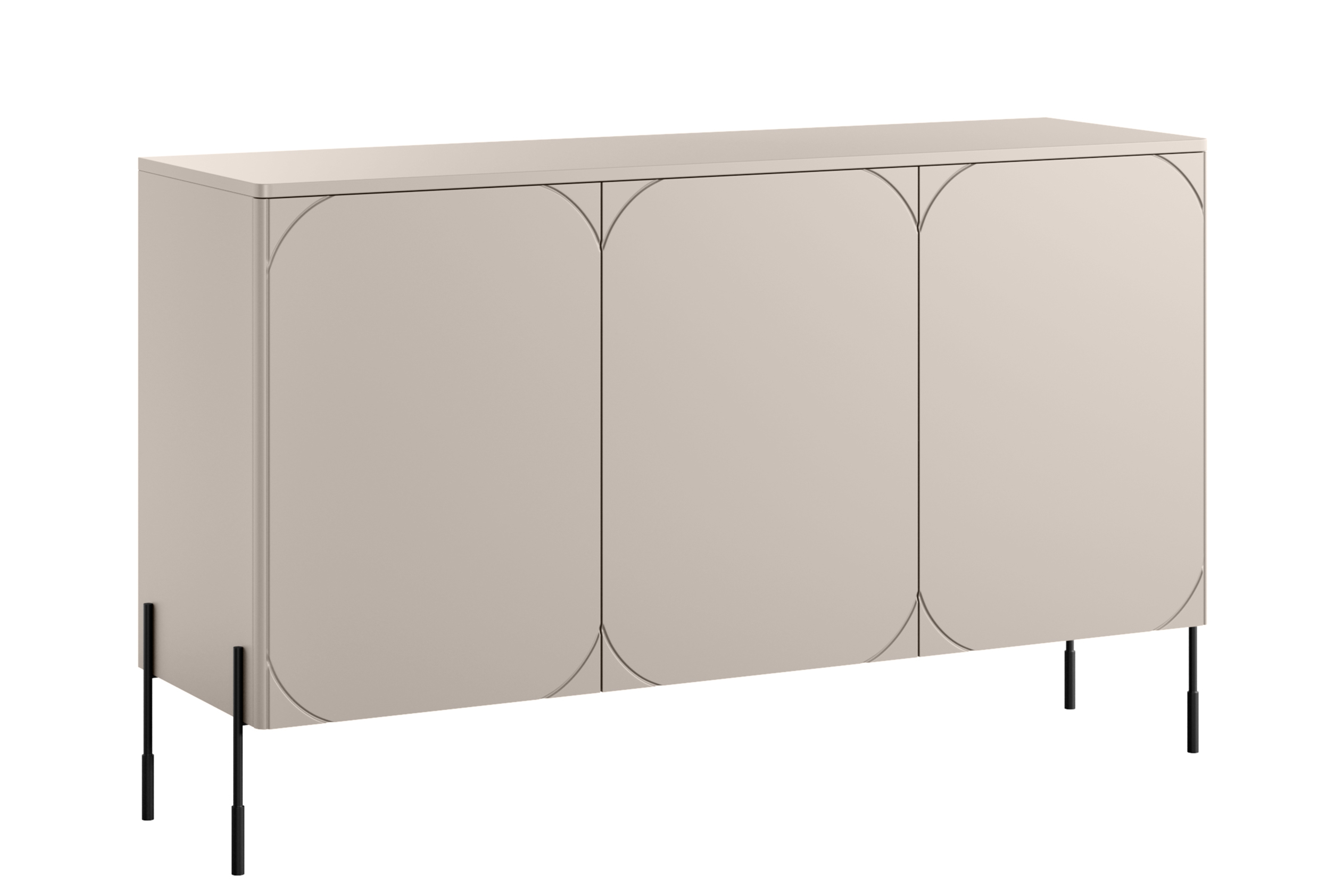 Bogart Moderní komoda Sonita 150 cm třídveřová - kašmír/černé nohy