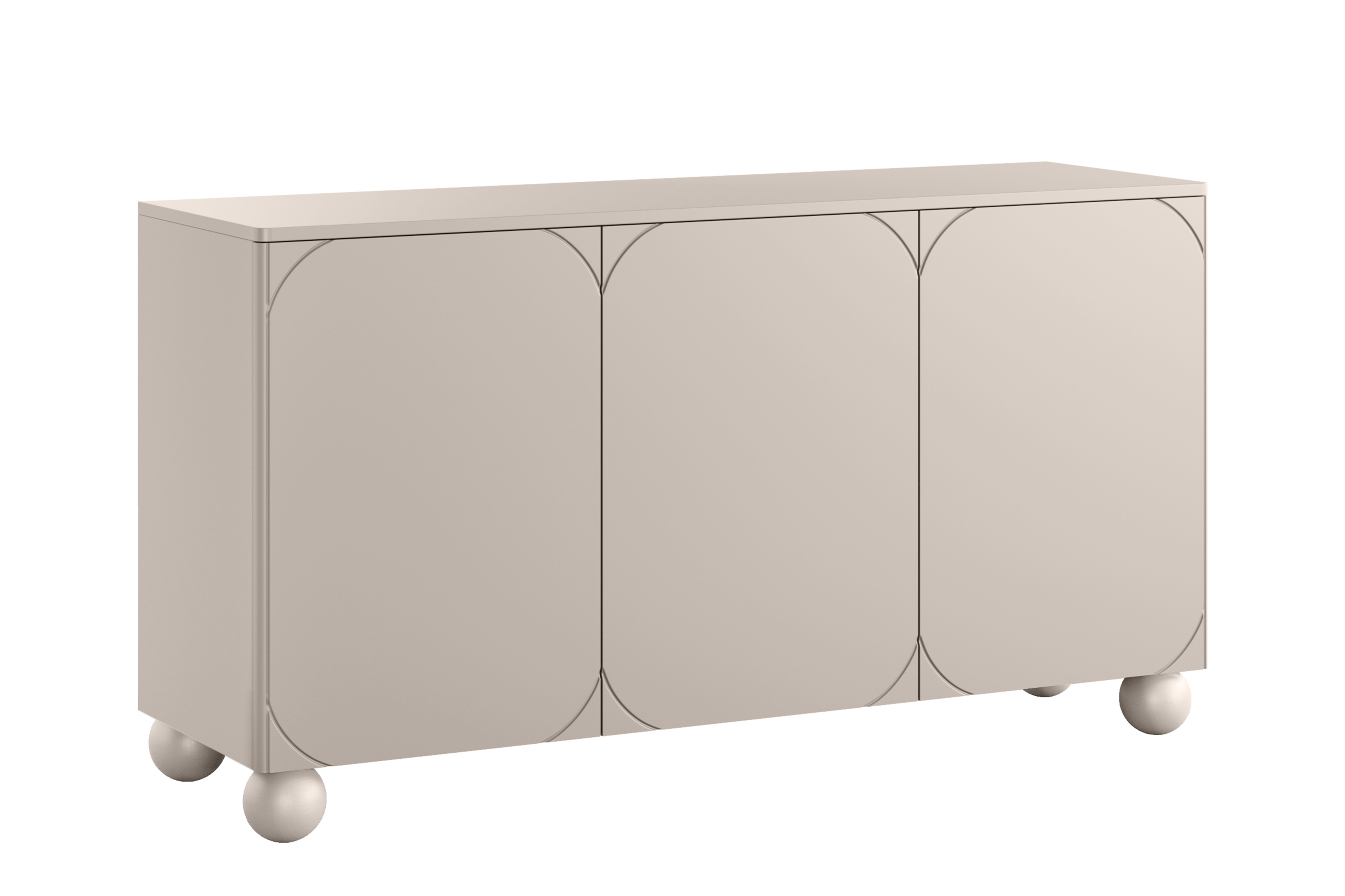Bogart Moderní komoda Sonita II 150 cm třídveřová se čtyřmi skrytými zásuvkami - kašmír/kulaté nohy