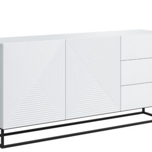 Bogart Moderní komoda Usha 167 cm dvoudveřová s šuplíky - bílý mat/černý rám