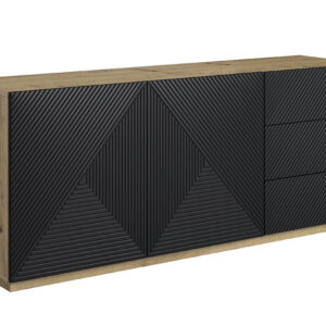 Bogart Moderní komoda Usha 167 cm dvoudveřová se zásuvkami - artisan/černý mat