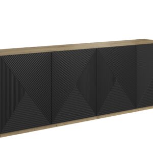 Bogart Moderní komoda Usha 200 cm čtyřdveřová - artisan/černý mat