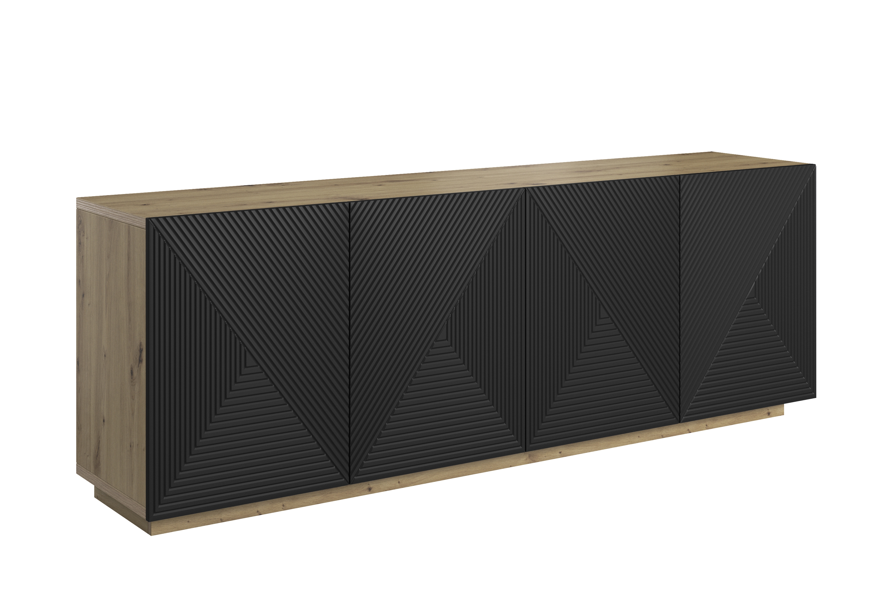 Bogart Moderní komoda Usha 200 cm čtyřdveřová - artisan/černý mat