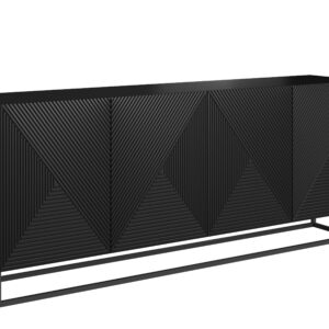 Bogart Moderní komoda Usha 200 cm čtyřdveřová - černý mat/černý rám