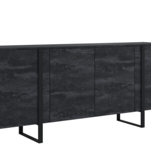 Bogart Moderní komoda Veroca 200 cm čtyřdveřová - černý beton/černé nohy