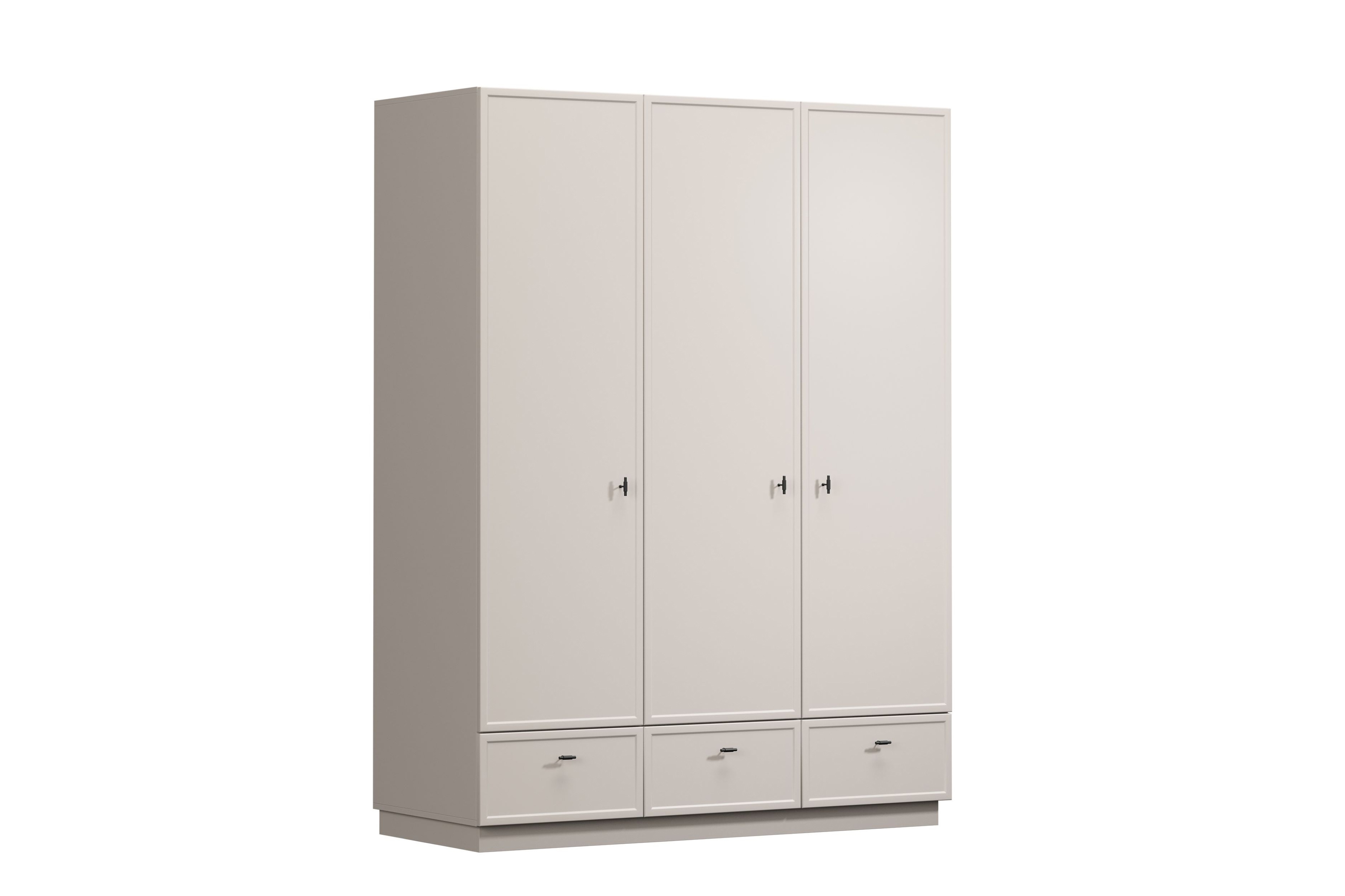 Bogart Šatní skříň Lorano 150 cm - kašmírová/černé úchytky T-bar