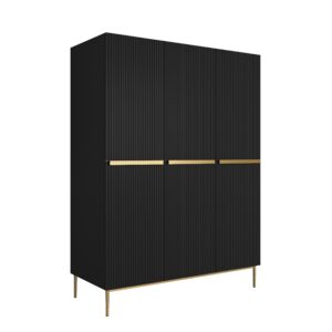 Bogart Šatní skříň Nical 150 cm - černý mat/zlaté nožky