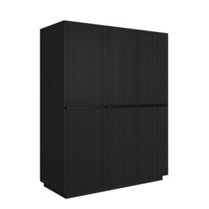 Bogart Šatní skříň Nical 150 cm s policemi - černý mat/černé úchytky