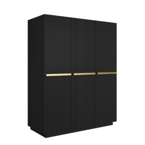 Bogart Skříň Nical 150 cm - černý mat/zlaté úchytky