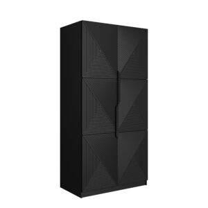 Bogart Skříň Usha 100 cm - černý mat/černé kovové úchytky