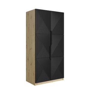 Bogart Skříň Usha 100 cm - dub artisan/černý mat/černé kovové úchytky