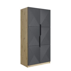 Bogart Skříň Usha 100 cm - dub artisan/rivier stone mat/černé kovové úchytky