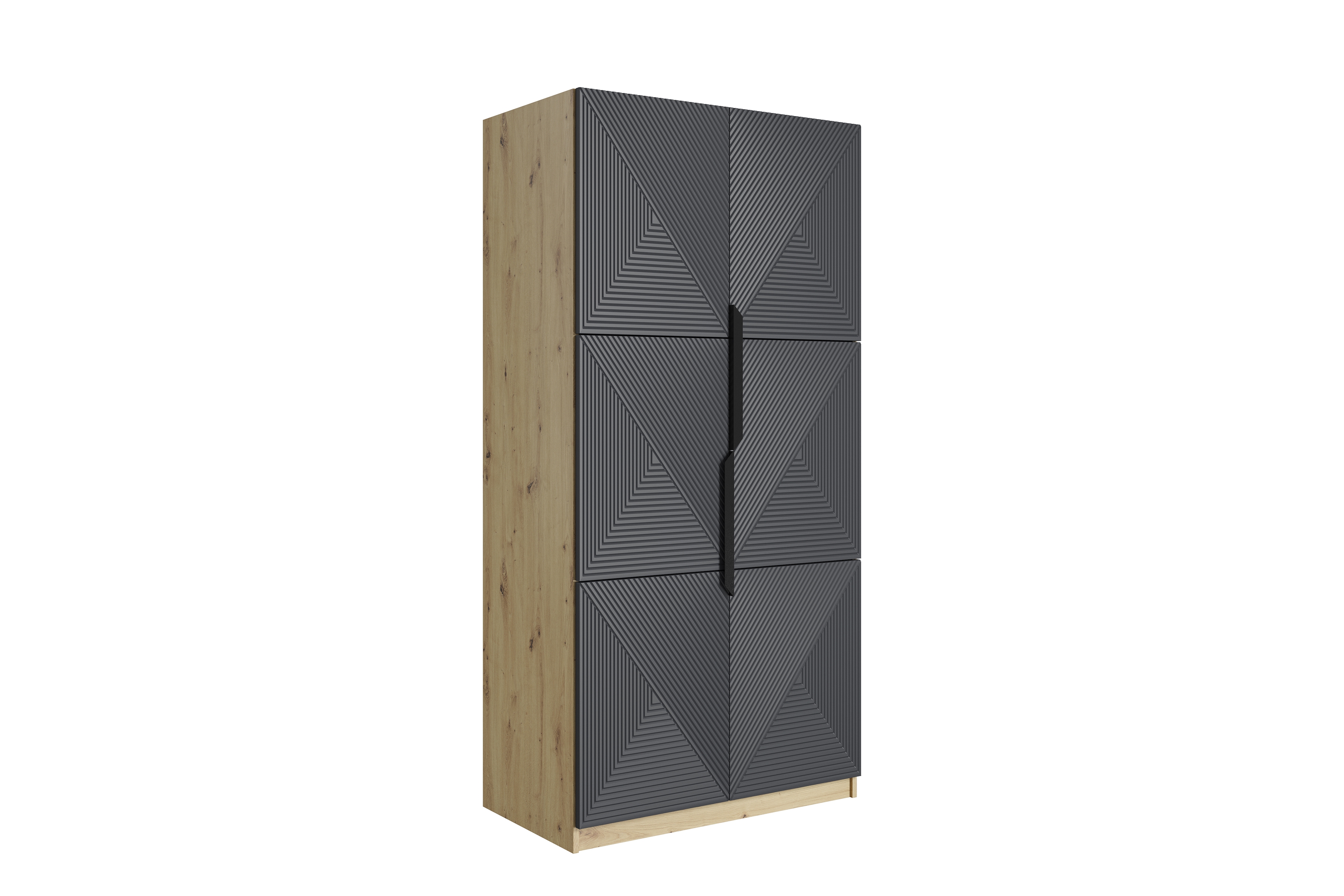 Bogart Skříň Usha 100 cm - dub artisan/rivier stone mat/černé kovové úchytky