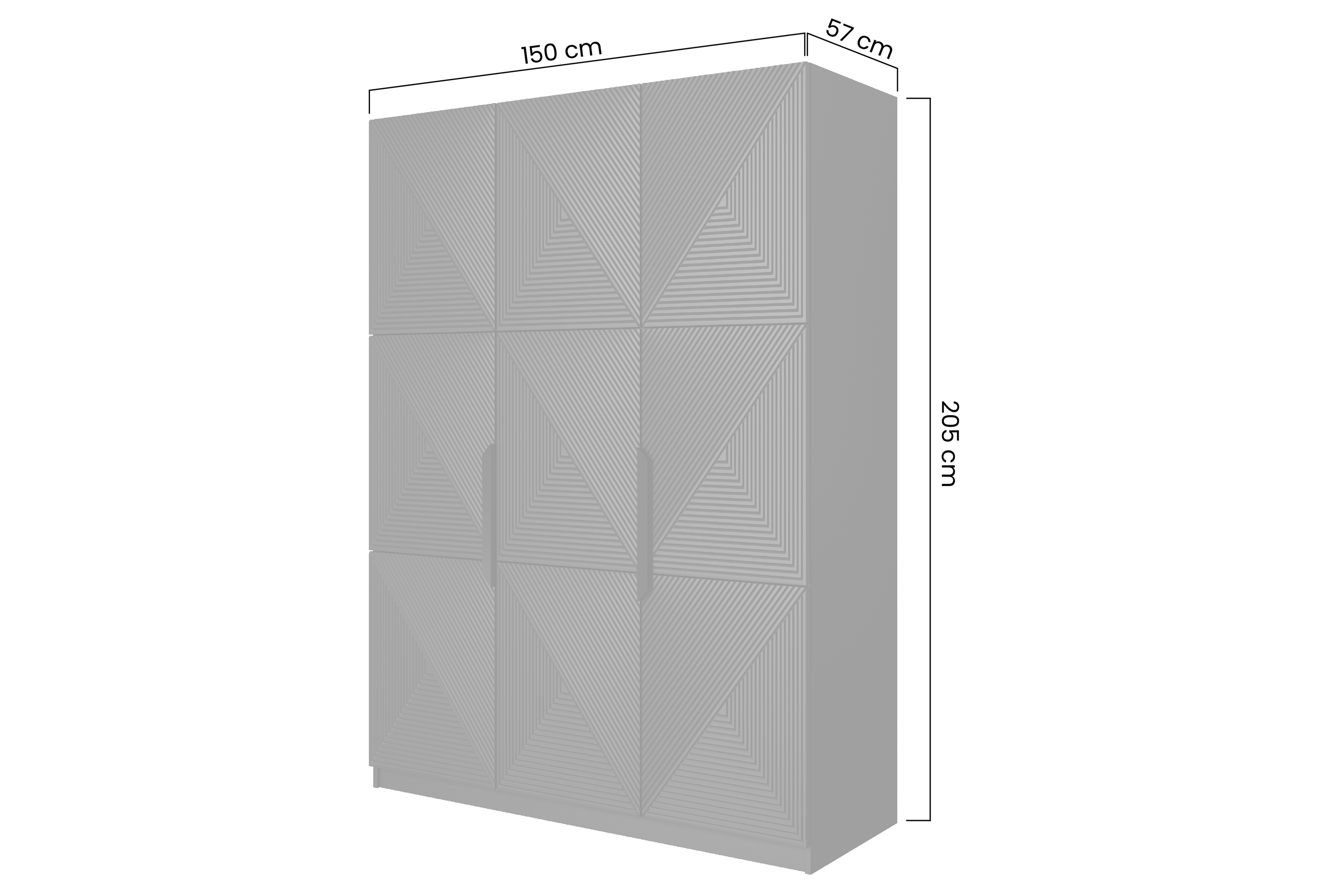 Bogart Skříň Usha 150 cm - černý mat/černé kovové úchytky - Obrázek 2