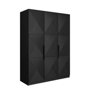 Bogart Skříň Usha 150 cm - černý mat/černé kovové úchytky