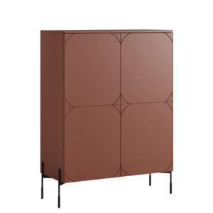 Bogart Vysoká komoda Sonita 120 cm dvoudveřová se dvěma skrytými zásuvkami - burgund