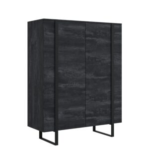 Bogart Vysoká komoda Veroca 120 cm dvoudveřová - černý beton/černé nohy