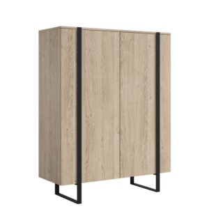 Bogart Vysoká komoda Veroca 120 cm dvoudveřová - dub piškotový/černé nožky