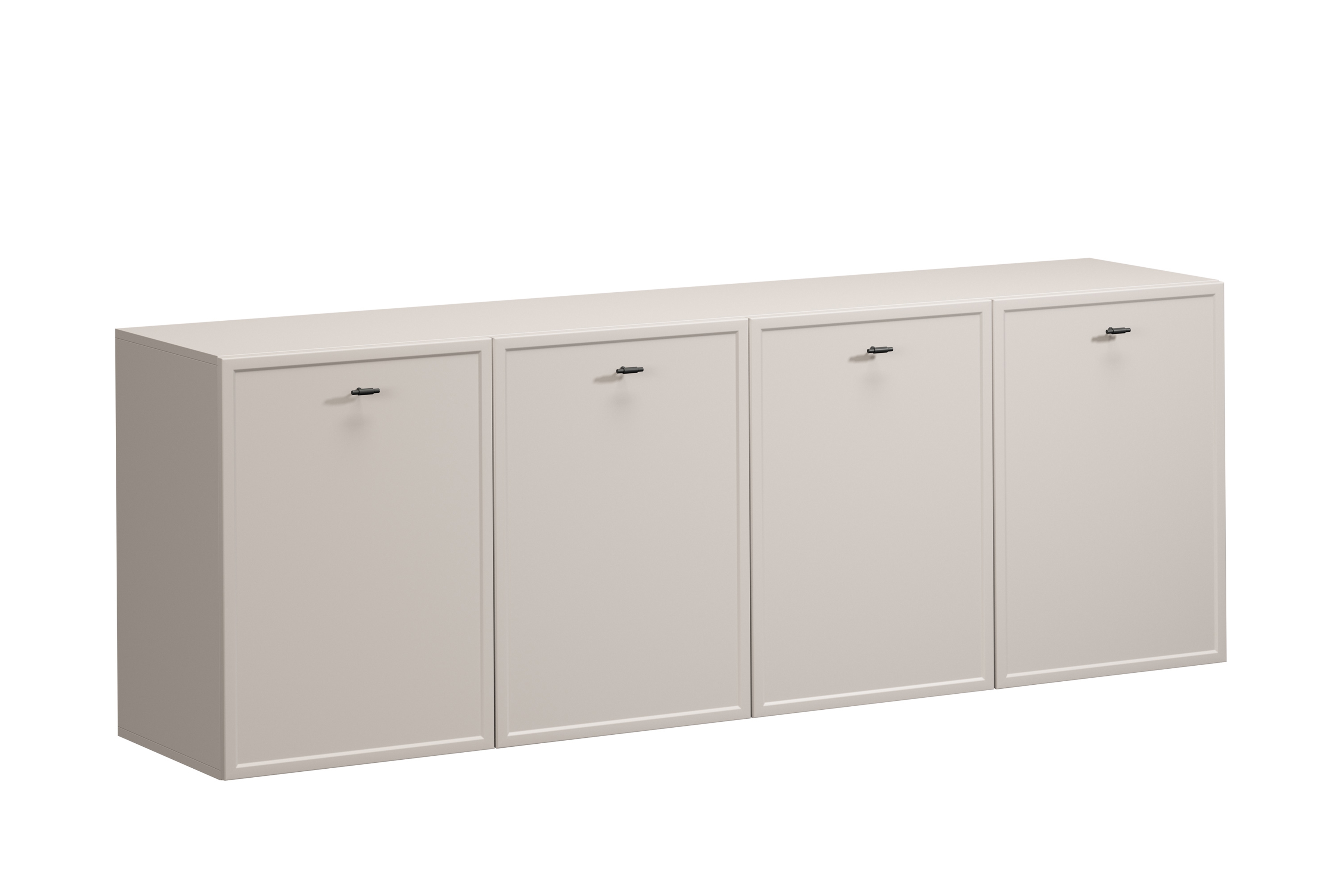 Bogart Závěsná komoda Lorano 200 cm čtyřdveřová - kašmír/černé úchytky T-bar