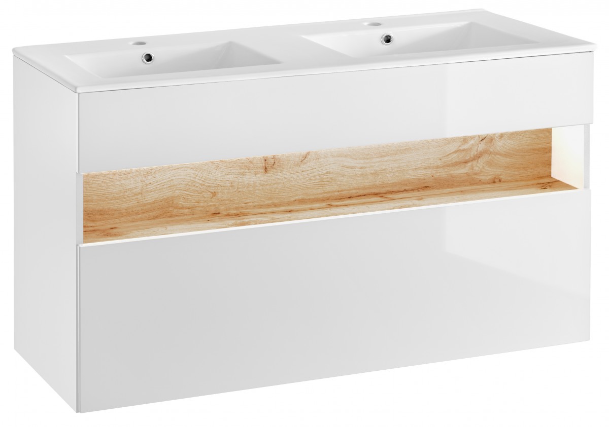 Comad Dvojité keramické zápustné umyvadlo Lava 120 cm bílé - Obrázek 2