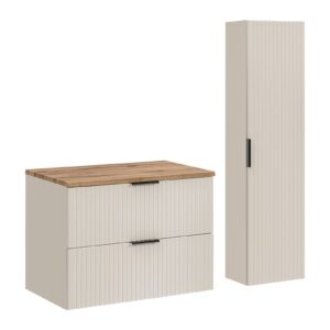 Comad Koupelnová sestava Adele Cashmere s deskou a skříňkami 80 cm kašmírová/dub wotan