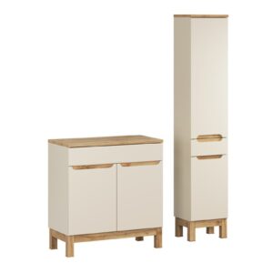Comad Koupelnová sestava Bali Casad s deskou a skříňkami 80 cm kašmírová/dub wotan