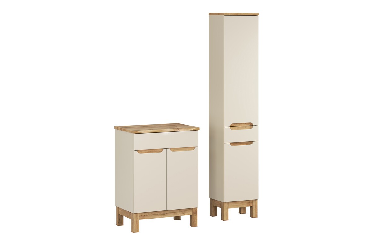 Comad Koupelnová sestava Bali Nature s deskou a skříňkami 60 cm kašmírová/dub wotan