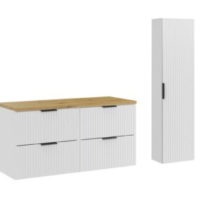 Comad Koupelnová sestava Casad s deskou a skříňkami 120 cm bílá/dub artisan