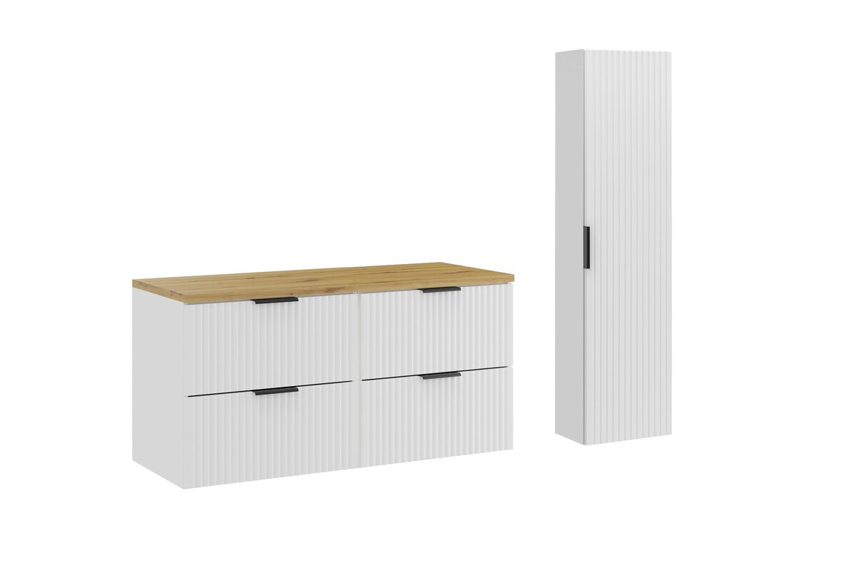 Comad Koupelnová sestava Casad s deskou a skříňkami 120 cm bílá/dub artisan
