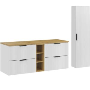 Comad Koupelnová sestava Casad s deskou a skříňkami 140 cm bílá/dub artisan