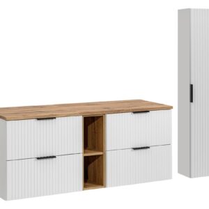 Comad Koupelnová sestava Casad s deskou a skříňkami 140 cm bílá/dub wotan