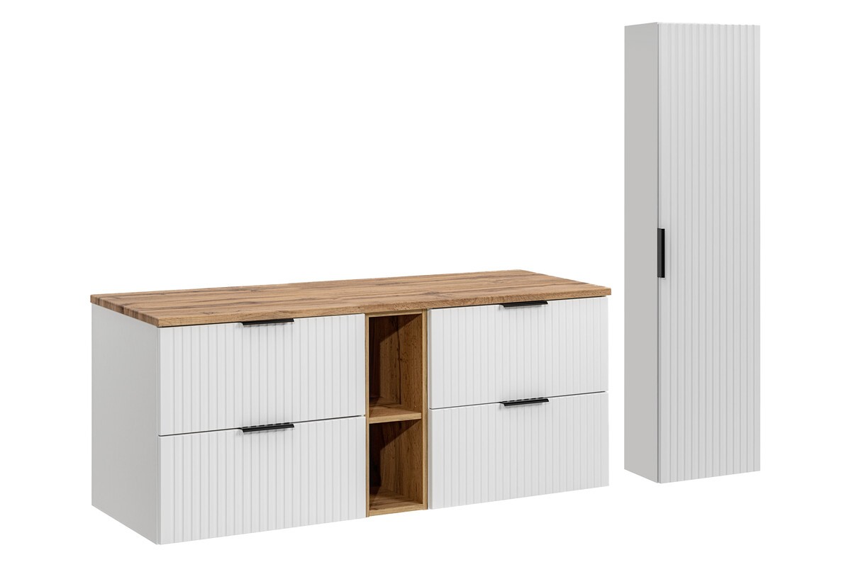 Comad Koupelnová sestava Casad s deskou a skříňkami 140 cm bílá/dub wotan