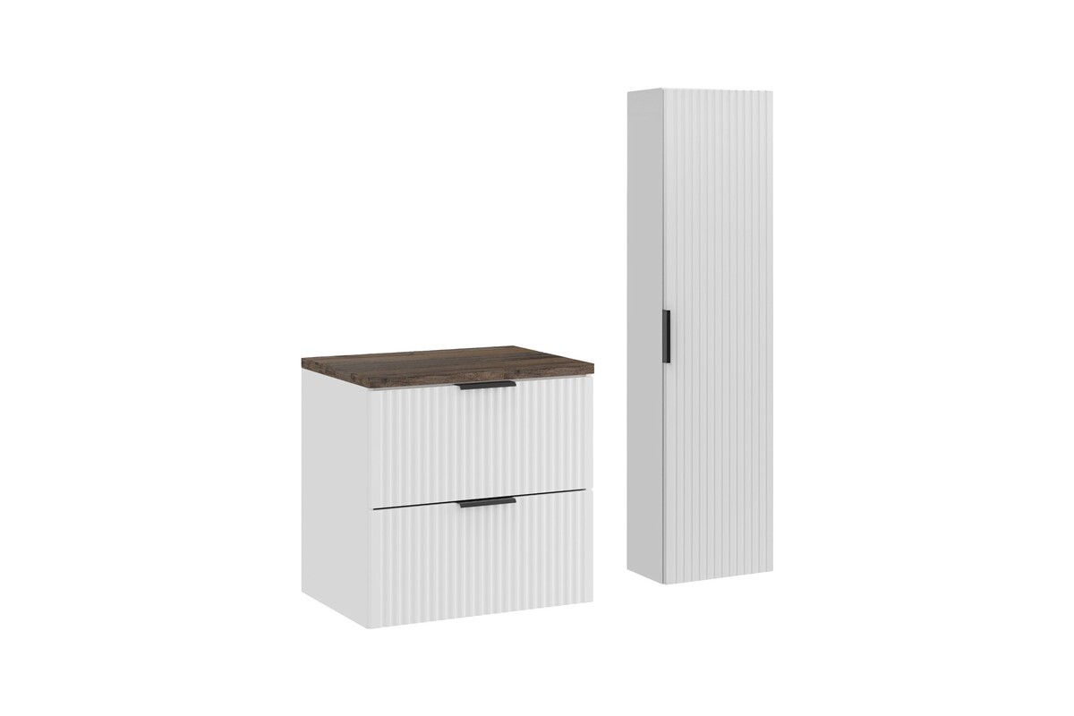 Comad Koupelnová sestava Casad s deskou a skříňkami 60 cm bílá/dub santa fe vintage