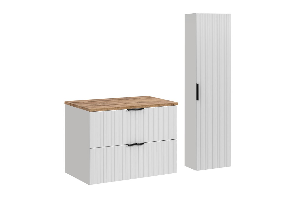 Comad Koupelnová sestava Casad s deskou a skříňkami 80 cm bílá/dub wotan