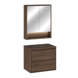 Comad Koupelnová sestava Villa s deskou a zrcadlem 60 cm ořech