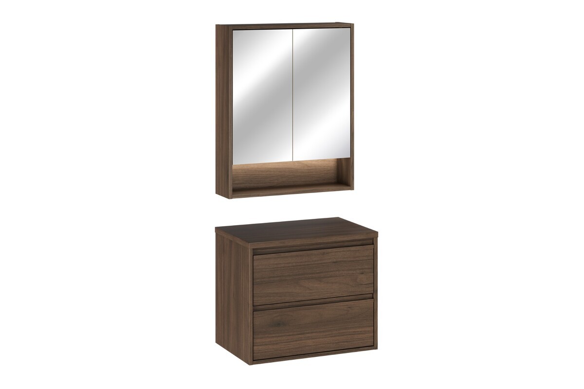 Comad Koupelnová sestava Villa s deskou a zrcadlem 60 cm ořech