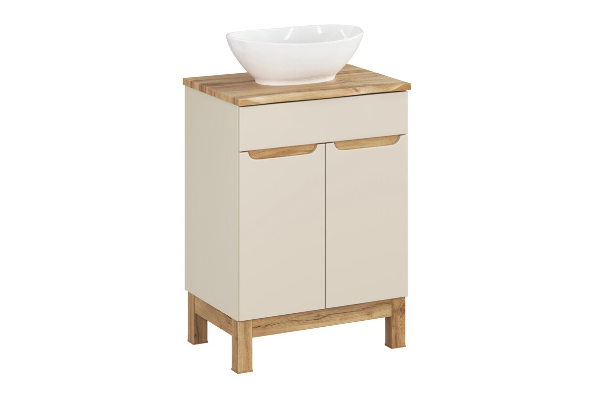 Comad Koupelnová skříňka Bali Nature Lola s deskou a umyvadlem 60 cm kašmírová/dub wotan