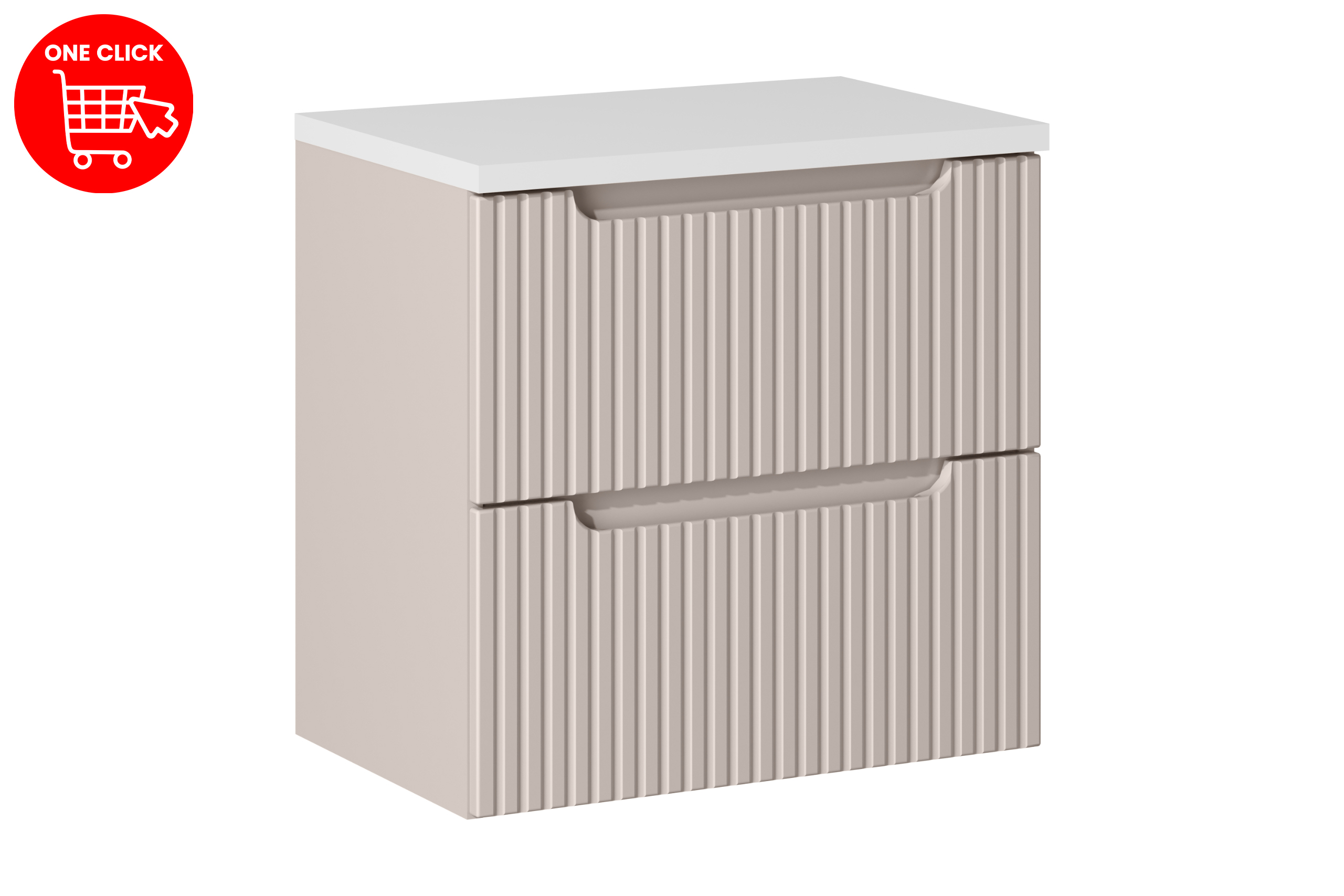 Comad Koupelnová skříňka pod deskové umyvadlo set Nova Cashmere II. 60 kašmír/bílá - Obrázek 2