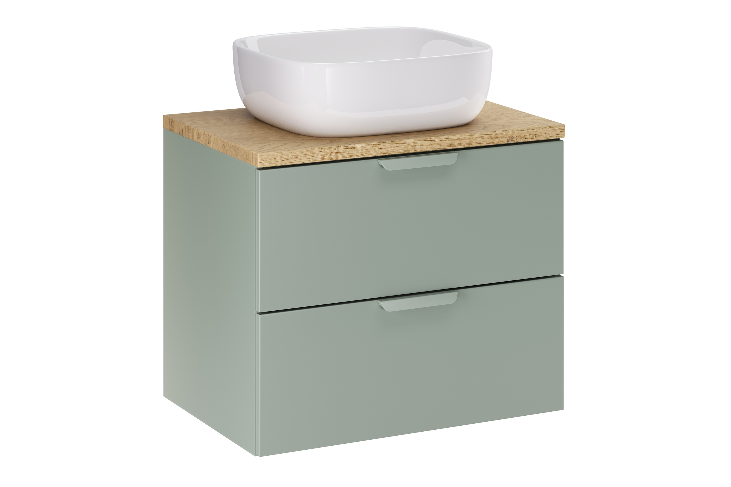 Comad Koupelnová skříňka s deskovým umyvadlem Aster Green 60 zelená/dub cremona