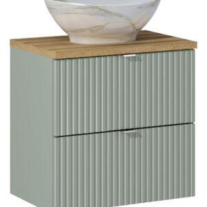 Comad Koupelnová skříňka s deskovým umyvadlem Line Reed Green 60 zelená/dub coast evoke