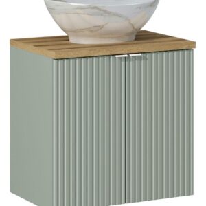 Comad Koupelnová skříňka s deskovým umyvadlem Line Reed Green II. 60 zelená/dub coast evoke
