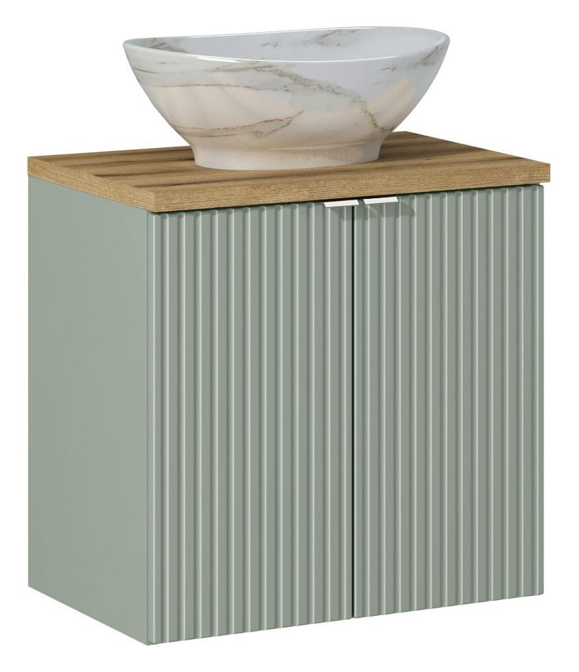 Comad Koupelnová skříňka s deskovým umyvadlem Line Reed Green II. 60 zelená/dub coast evoke