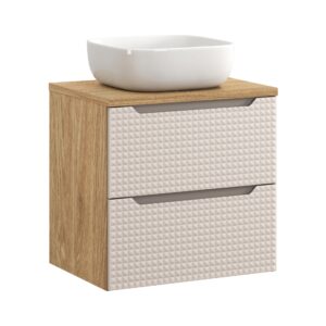 Comad Koupelnová skříňka s deskovým umyvadlem Luxor Beige 60 béžová/dub olejovaný