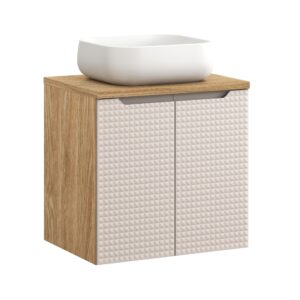 Comad Koupelnová skříňka s deskovým umyvadlem Luxor Beige II. 60 béžová/dub olejovaný